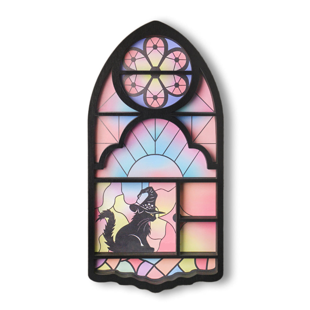 Wooden Floating Shelves for Wall, Cat Shape Wall Shelf Wall Decor Crystal Rock Gem Stone Display Shelf, Trinket Knick Knack Shelf