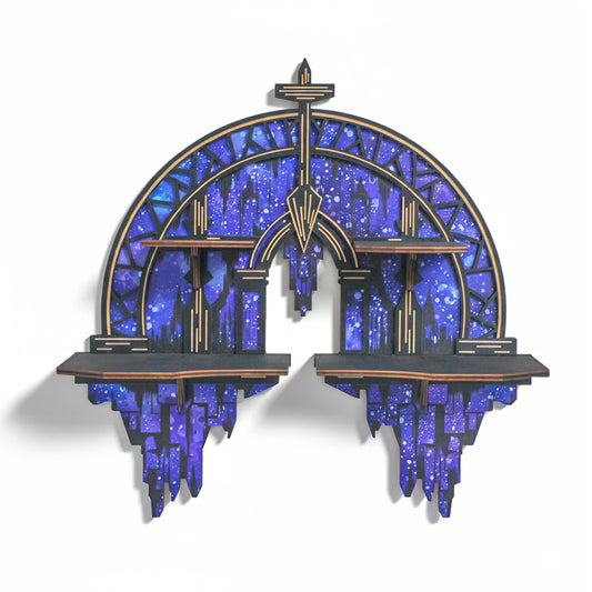 Crescent Moon Shelf, Gothic Trinket Display Shelf & Moon Wall Light For Rocks Gems Healing Stones Crystals Display, Celestial Decor Crystal Holder Witchy Wall Decor