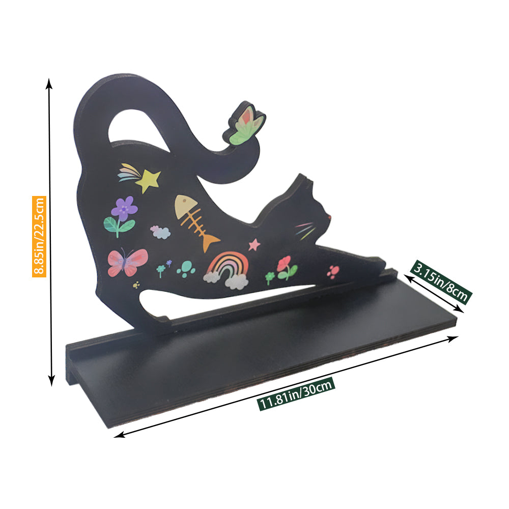 Wooden Floating Shelves for Wall, Cat Shape Wall Shelf Wall Decor Crystal Rock Gem Stone Display Shelf, Trinket Knick Knack Shelf