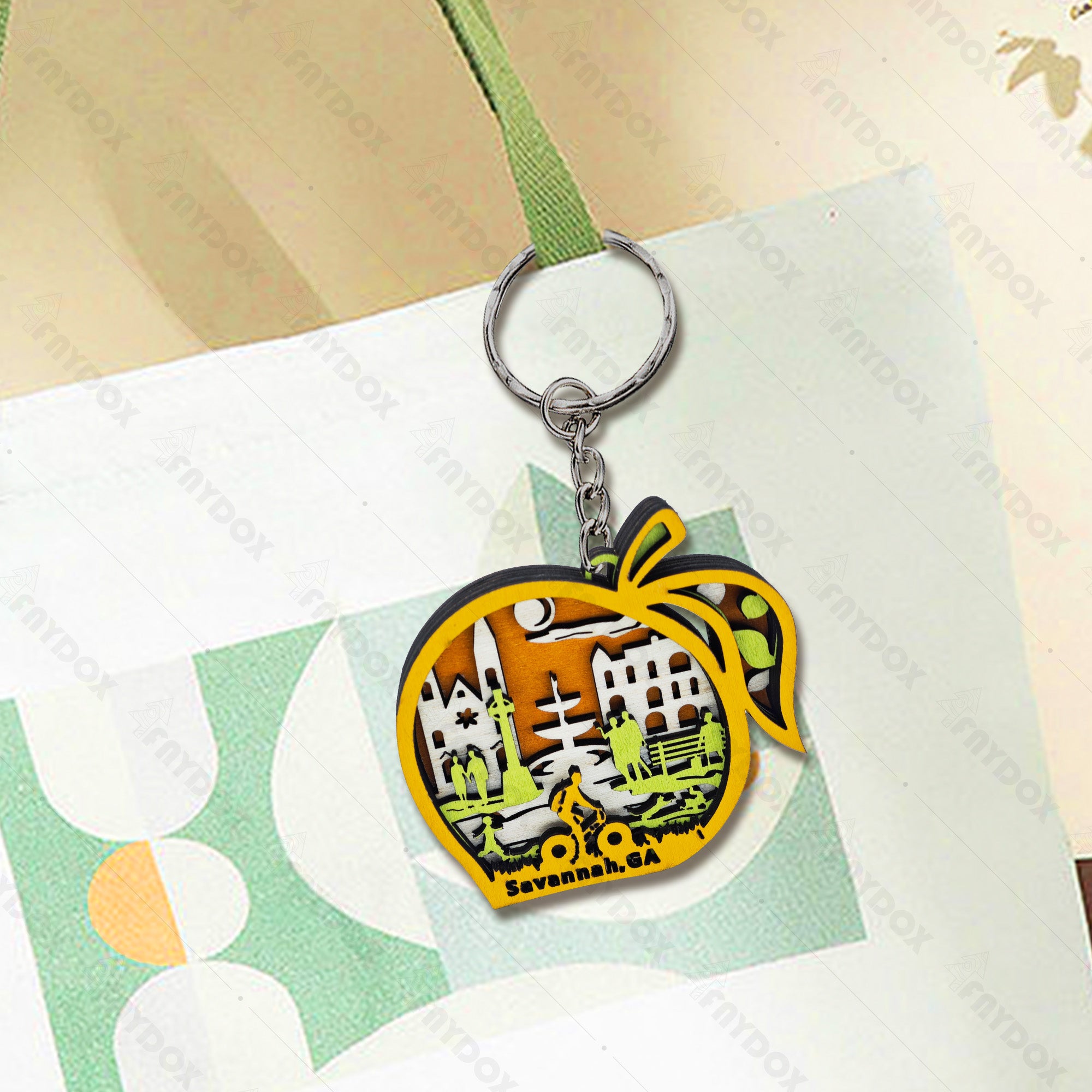 Peach Wood Carving Refrigerator Magnet Pendant