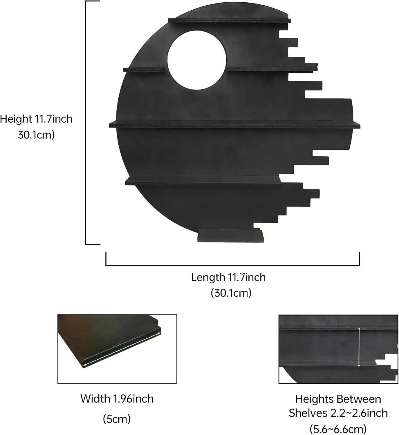 Wooden Moon Shelf with RGB Lights, Crystal Shelf Display for Wall Rock Gem Stone Shelf Witchy Trinkets Holder Boho Wall Decor Floating Shelves for Nail Polish & Essential Oil