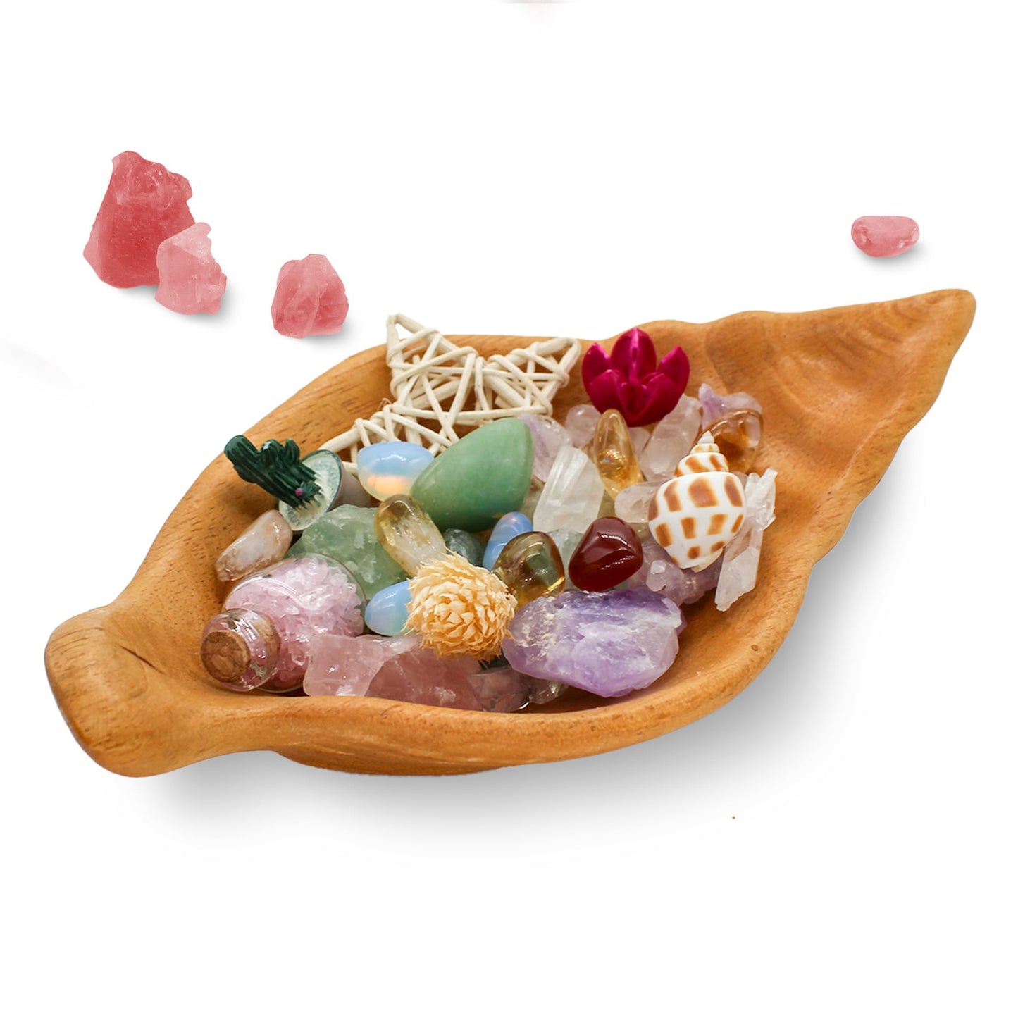 Bow Tie Crystal Storage Tray, Crystal Holder Organizer for Rocks, Gems, and Stones; Wooden Offering Bowl for Crystals Display, Decorative Bowl for Jewelry, Essential Oil and Nail Polish