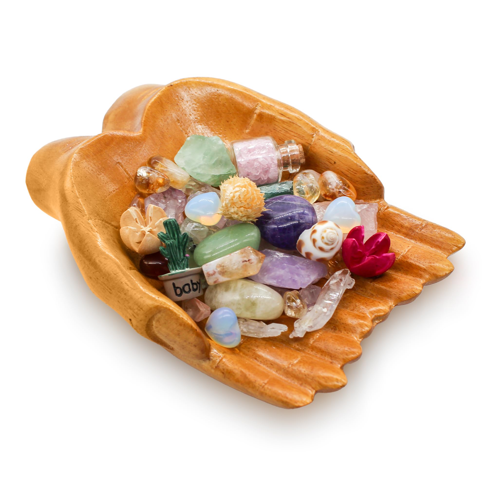 Bow Tie Crystal Storage Tray, Crystal Holder Organizer for Rocks, Gems, and Stones; Wooden Offering Bowl for Crystals Display, Decorative Bowl for Jewelry, Essential Oil and Nail Polish