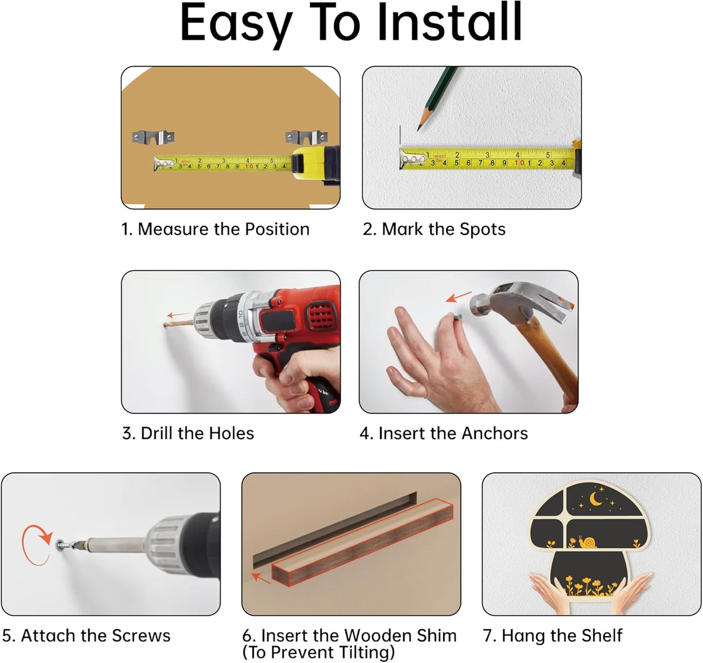 Mushroom Decor, Mushroom Shelf Cute Wall Decor for Mushroom Lovers, Witchy Decor Trinket Knick Knack Shelves, Spiritual Decor Crystal Shelf, Oddities and Curiosities Cute Shelves