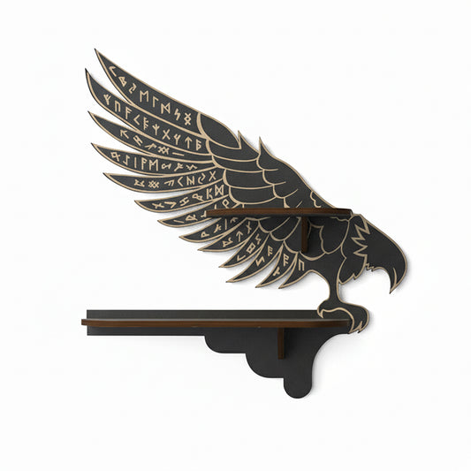 Griffin Floating Shelf - Gothic Halloween Hanging Shelf with Hooks for Wall Oddities and Curiosities - Black Spooky Goth Wall Decor for Kitchen and Home - Crystal Display Shelf for Stones