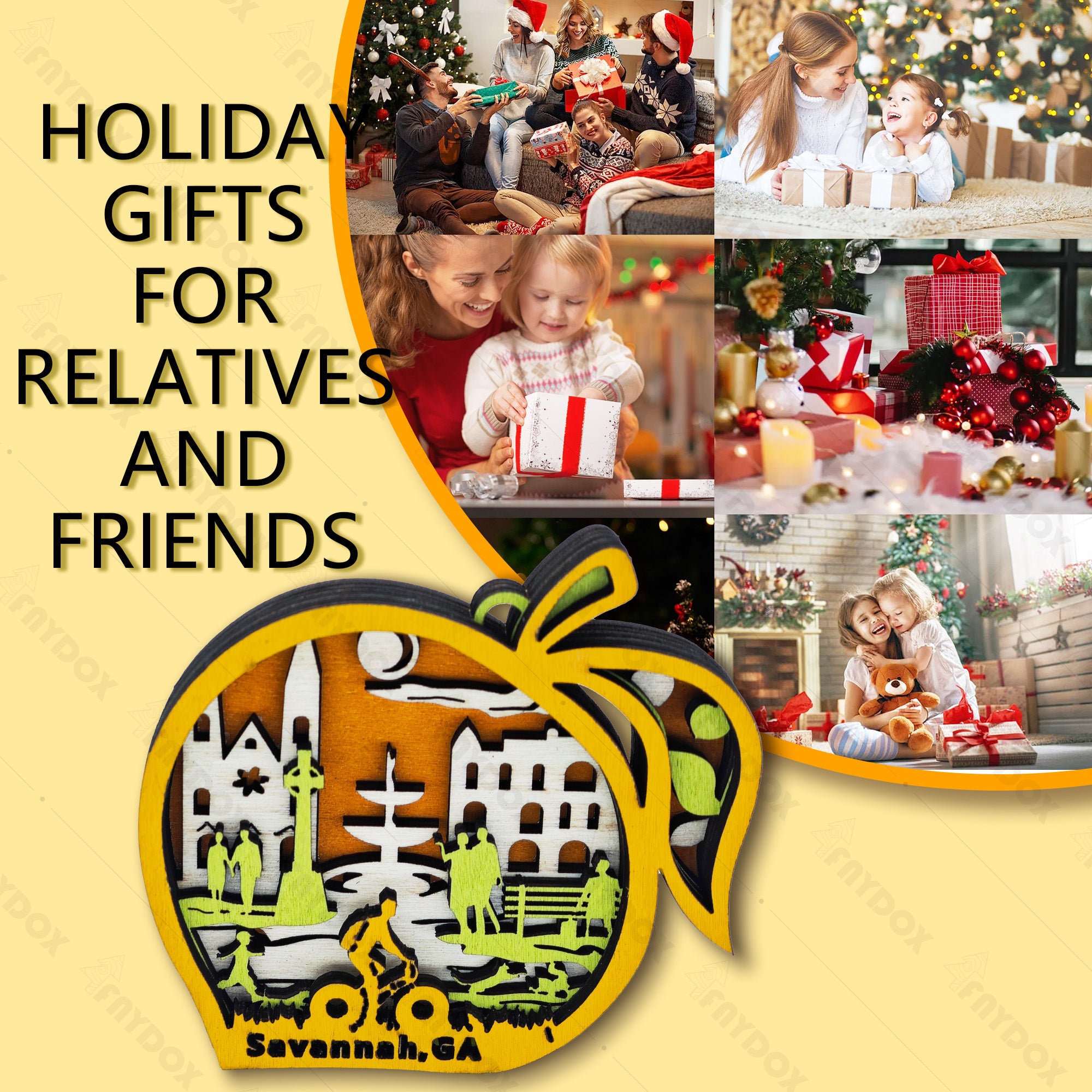 Peach Wood Carving Refrigerator Magnet Pendant