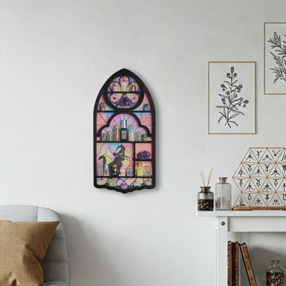 Wooden Floating Shelves for Wall, Cat Shape Wall Shelf Wall Decor Crystal Rock Gem Stone Display Shelf, Trinket Knick Knack Shelf