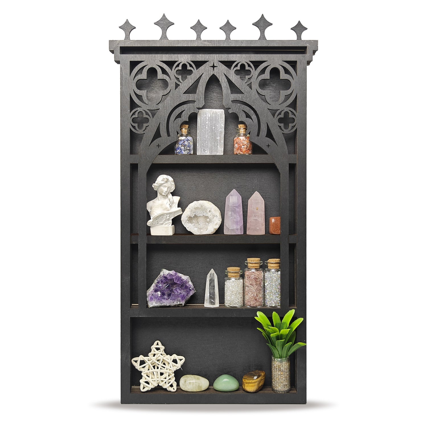 Tower Crystal Display Shelf Wooden Moon Shelf