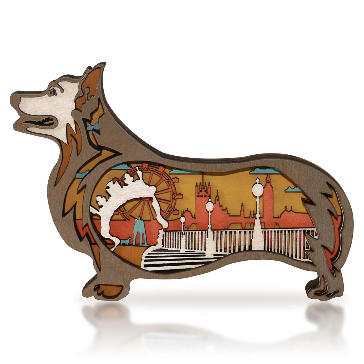 FNYDOX Wooden Corgi Dog Decor
