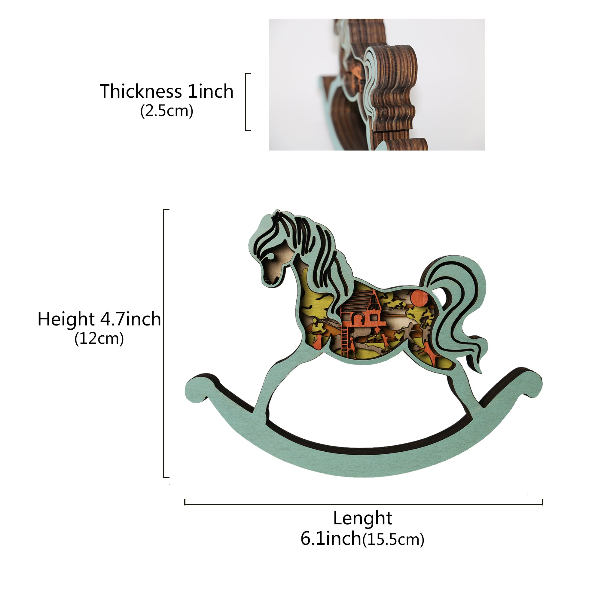 Wooden Rocking Horse Carving Handcraft Gift