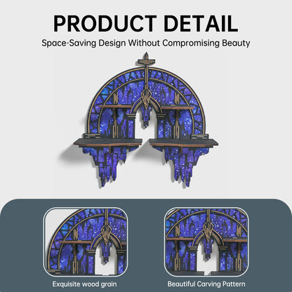 Crescent Moon Shelf, Gothic Trinket Display Shelf & Moon Wall Light For Rocks Gems Healing Stones Crystals Display, Celestial Decor Crystal Holder Witchy Wall Decor