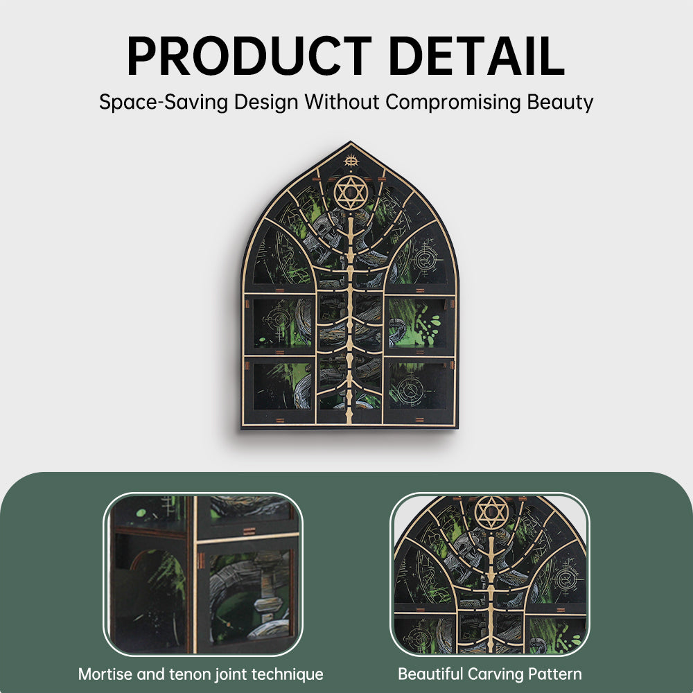 FNYDOXGI Wooden Floating Shelf, Gothic Trinket Display Shelf & Crescent Moon Wall Decor For Rocks Gems Healing Stones Crystals Display, Celestial Decor Crystal Holder Witchy Wall Decor, Halloween Decoration, Halloween Wall Decor Gift