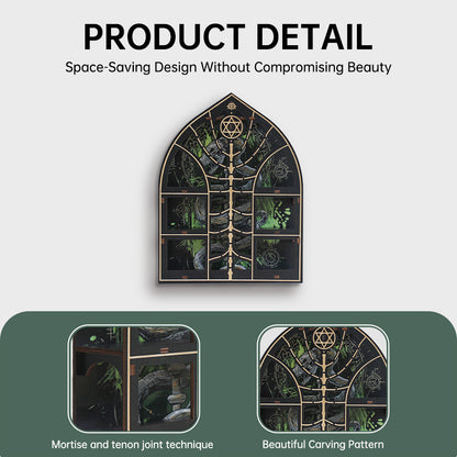 FNYDOXGI Wooden Floating Shelf, Gothic Trinket Display Shelf & Crescent Moon Wall Decor For Rocks Gems Healing Stones Crystals Display, Celestial Decor Crystal Holder Witchy Wall Decor, Halloween Decoration, Halloween Wall Decor Gift