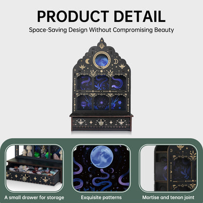 [Pedestals]1pc Wooden Wall Pedestals, Crystal Display Shelf For Living Room, Bedroom, Rock Gem Stone Desktop Storage Organizer, Essential Oil Holder Hanging Case, Meditation Art Spiritual Gift, Moon & Star Wall Decoration, Perfect Gift