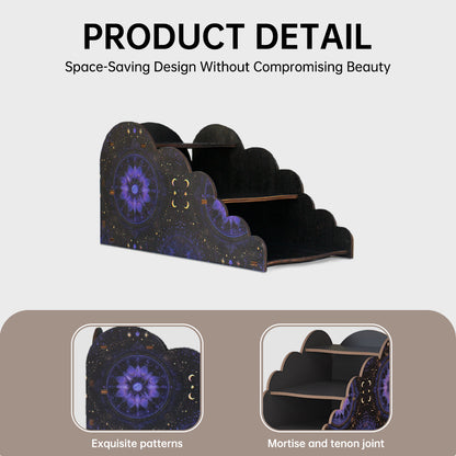 [Pedestals]1pc Wooden Mandala Pedestals, Crystal Display Shelf For Living Room, Bedroom, Rock Gem Stone Desktop Storage Organizer, Essential Oil Holder Hanging Case, Meditation Art Spiritual Gift, Perfect Gift