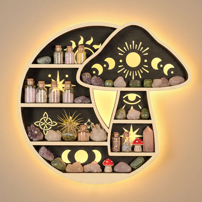 FNYDOX Mushroom on the Moon Shelf with LED Light