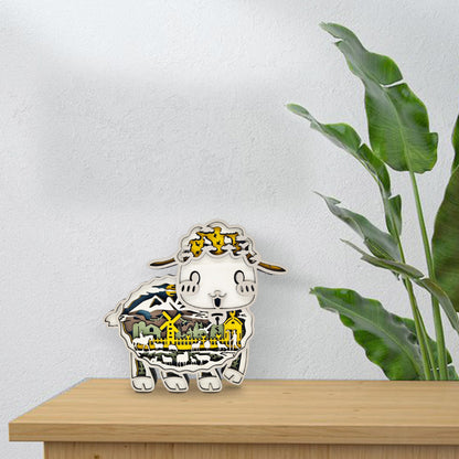 Sheep 3D Wood Carving Light
