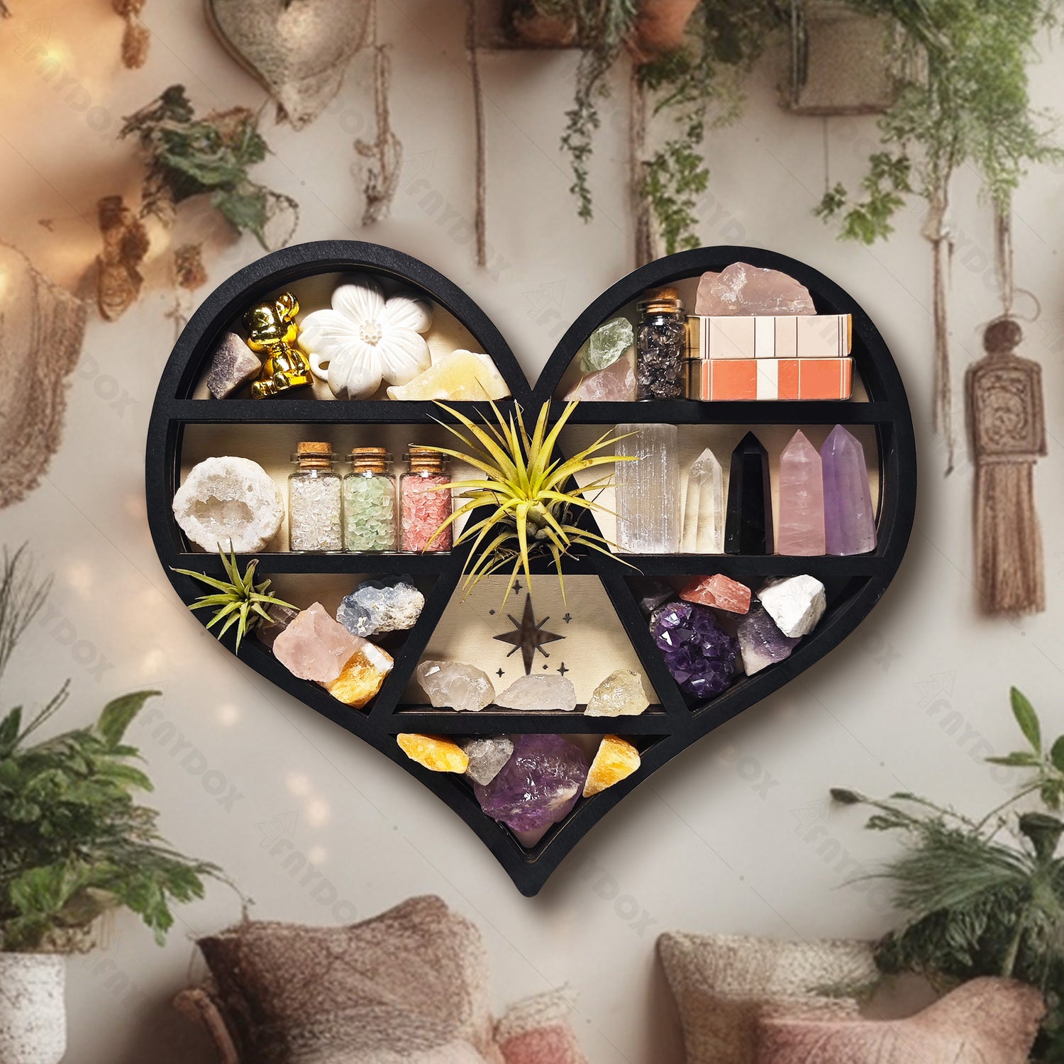 The Heart Wooden Crystal Shelf Display
