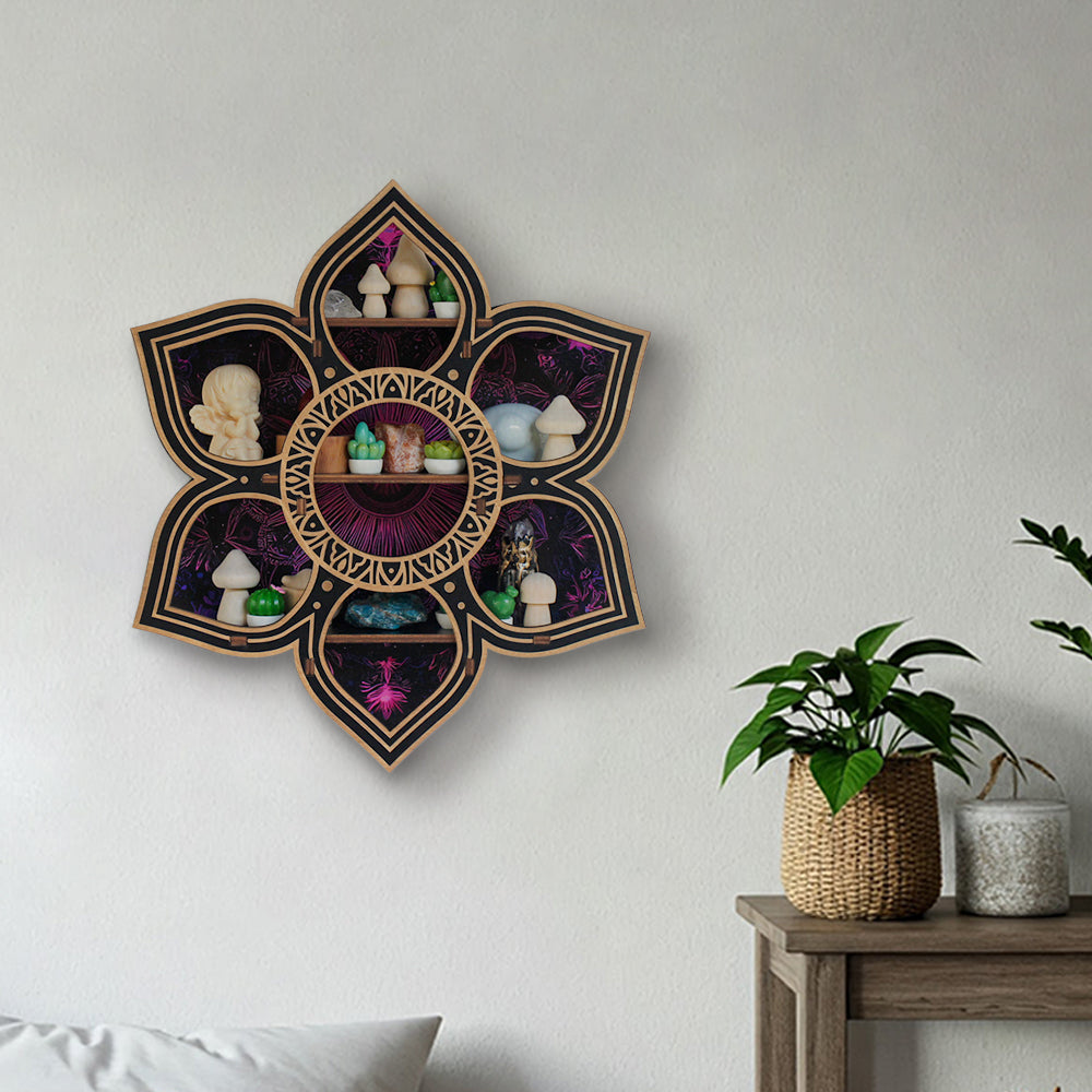 [Floating Shelf] 1pc Wooden Wall Shelf for Crystals Rocks Gems Healing Stones, Trinket Knick Knack Shelf Crystals Holder Organizer, Wooden Wall Shelf for Witch Witchy Wiccan Decor Spiritual Gifts