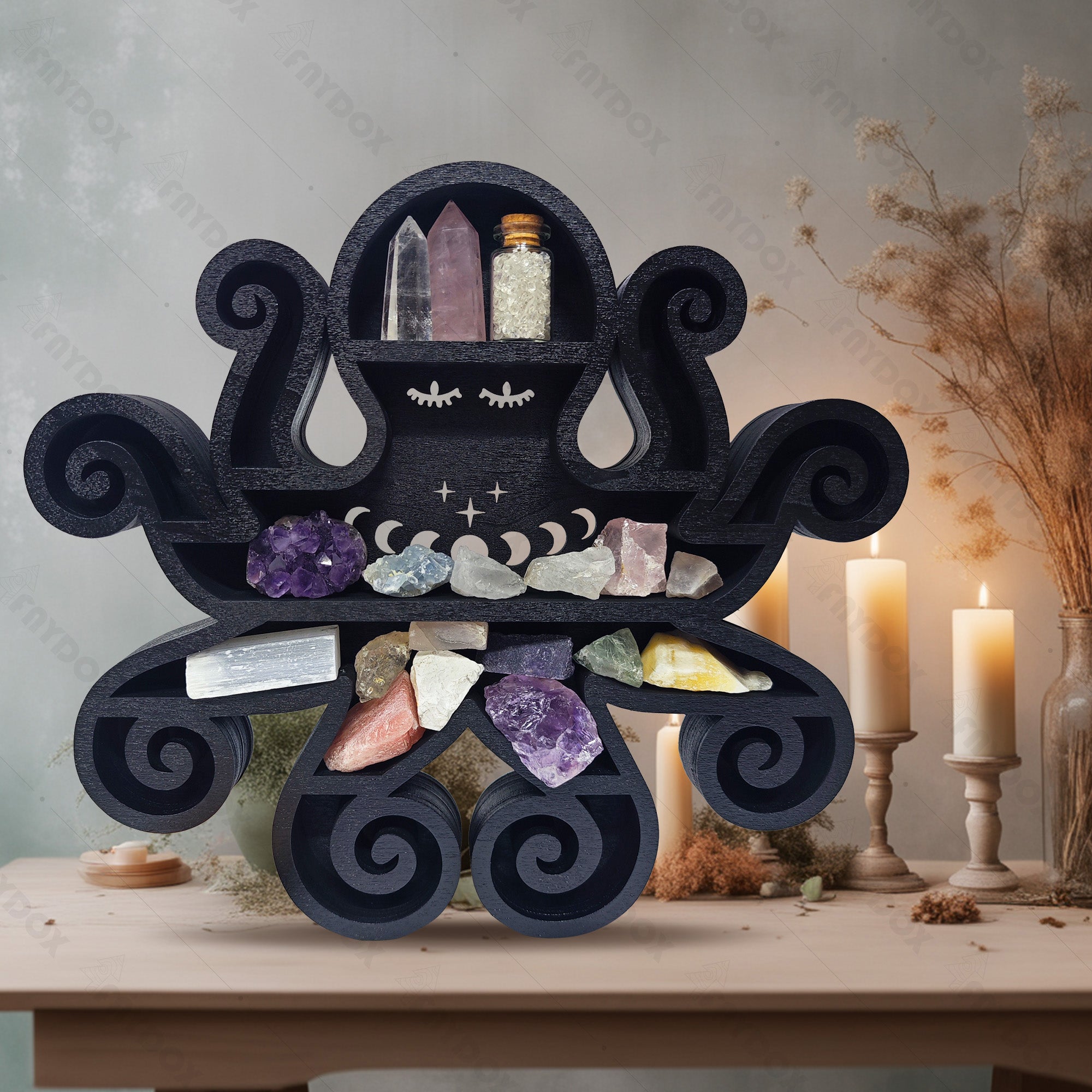 The Octopus Wooden Crystal Shelf Display FNYDOX