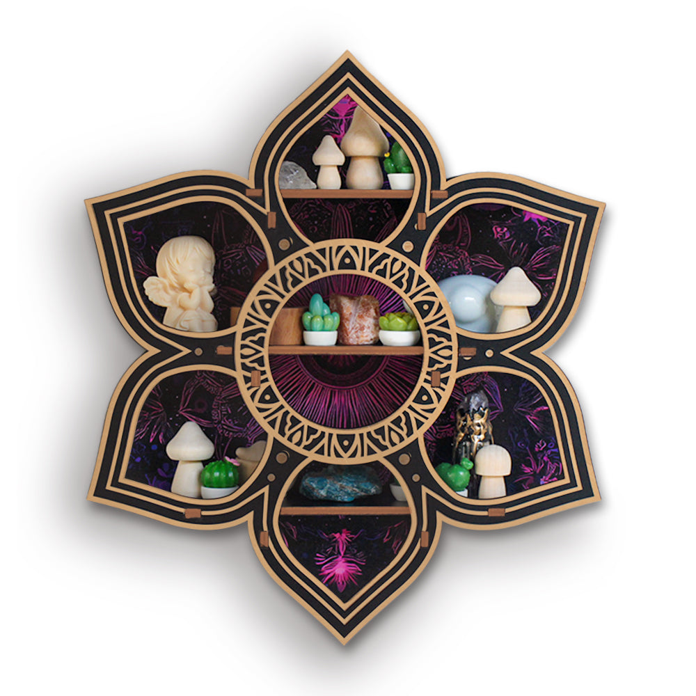 [Floating Shelf] 1pc Wooden Wall Shelf for Crystals Rocks Gems Healing Stones, Trinket Knick Knack Shelf Crystals Holder Organizer, Wooden Wall Shelf for Witch Witchy Wiccan Decor Spiritual Gifts