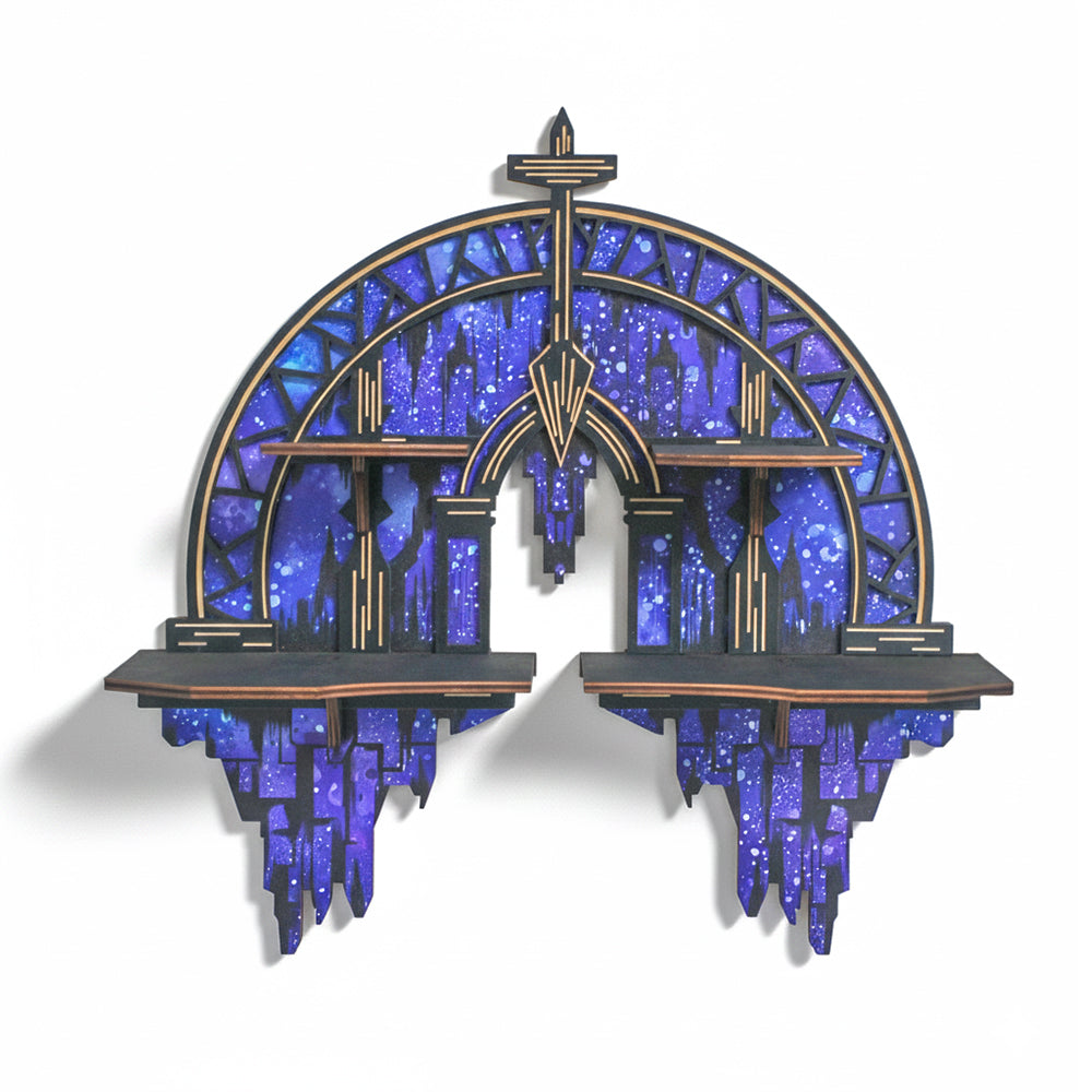 Crescent Moon Shelf, Gothic Trinket Display Shelf & Moon Wall Light For Rocks Gems Healing Stones Crystals Display, Celestial Decor Crystal Holder Witchy Wall Decor