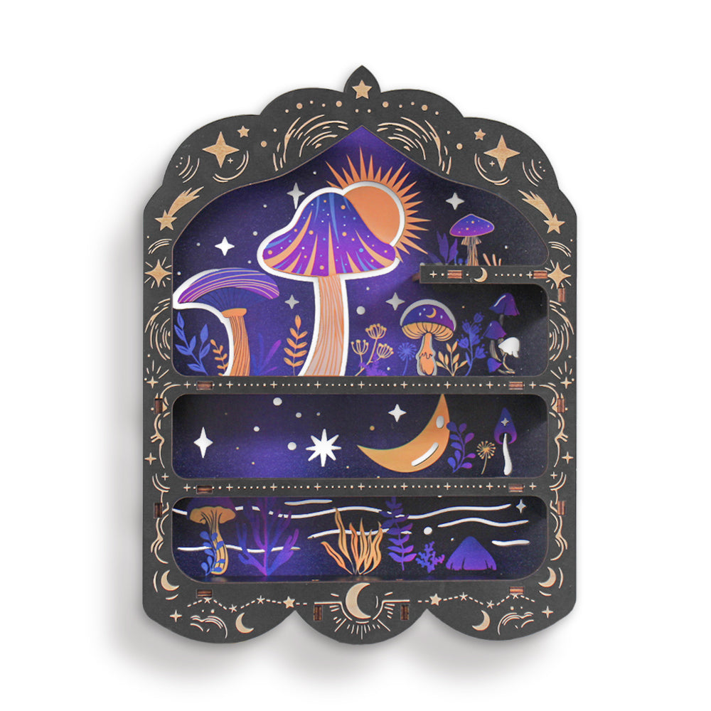 [Floating Shelf] 1pc Mushroom Wall Shelf for Crystals Rocks Gems Healing Stones, Trinket Knick Knack Shelf Crystals Holder Organizer, Wooden Wall Shelf for Witch Witchy Wiccan Decor Spiritual Gifts