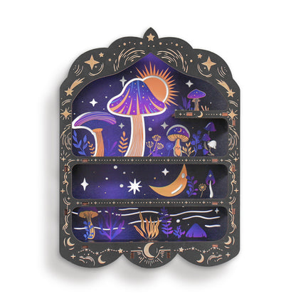 [Floating Shelf] 1pc Mushroom Wall Shelf for Crystals Rocks Gems Healing Stones, Trinket Knick Knack Shelf Crystals Holder Organizer, Wooden Wall Shelf for Witch Witchy Wiccan Decor Spiritual Gifts