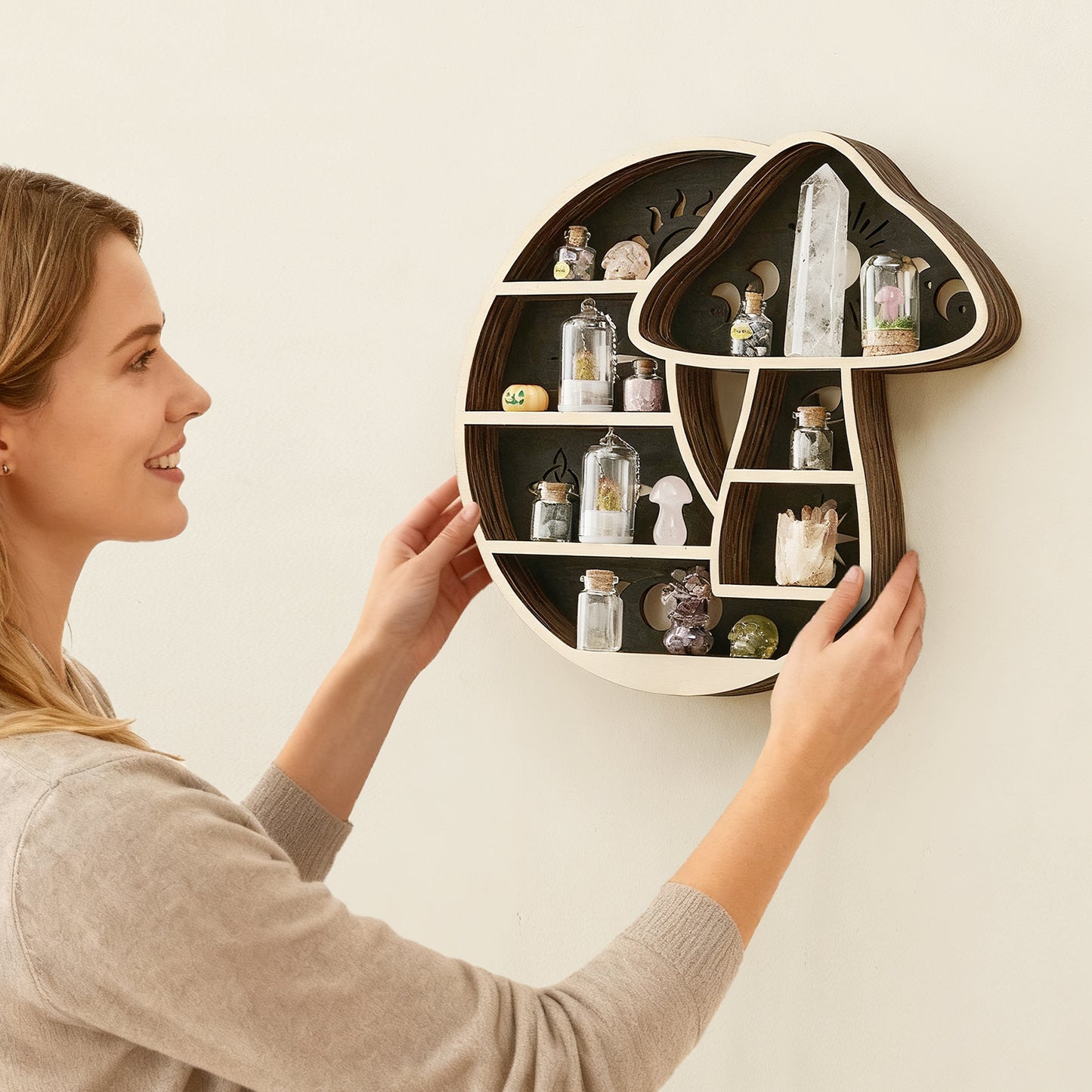FNYDOX Mushroom on the Moon Shelf with LED Light