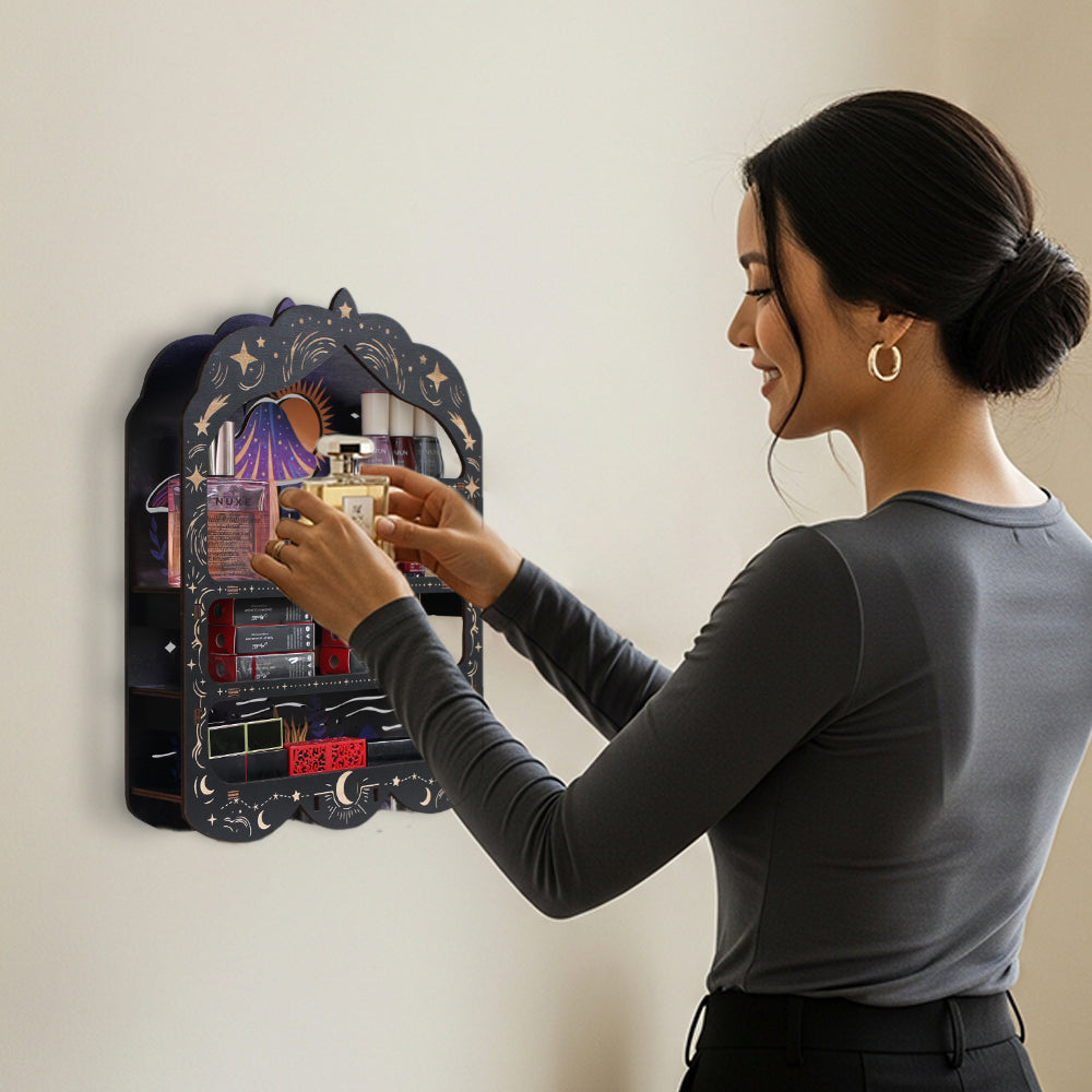 [Floating Shelf] 1pc Mushroom Wall Shelf for Crystals Rocks Gems Healing Stones, Trinket Knick Knack Shelf Crystals Holder Organizer, Wooden Wall Shelf for Witch Witchy Wiccan Decor Spiritual Gifts