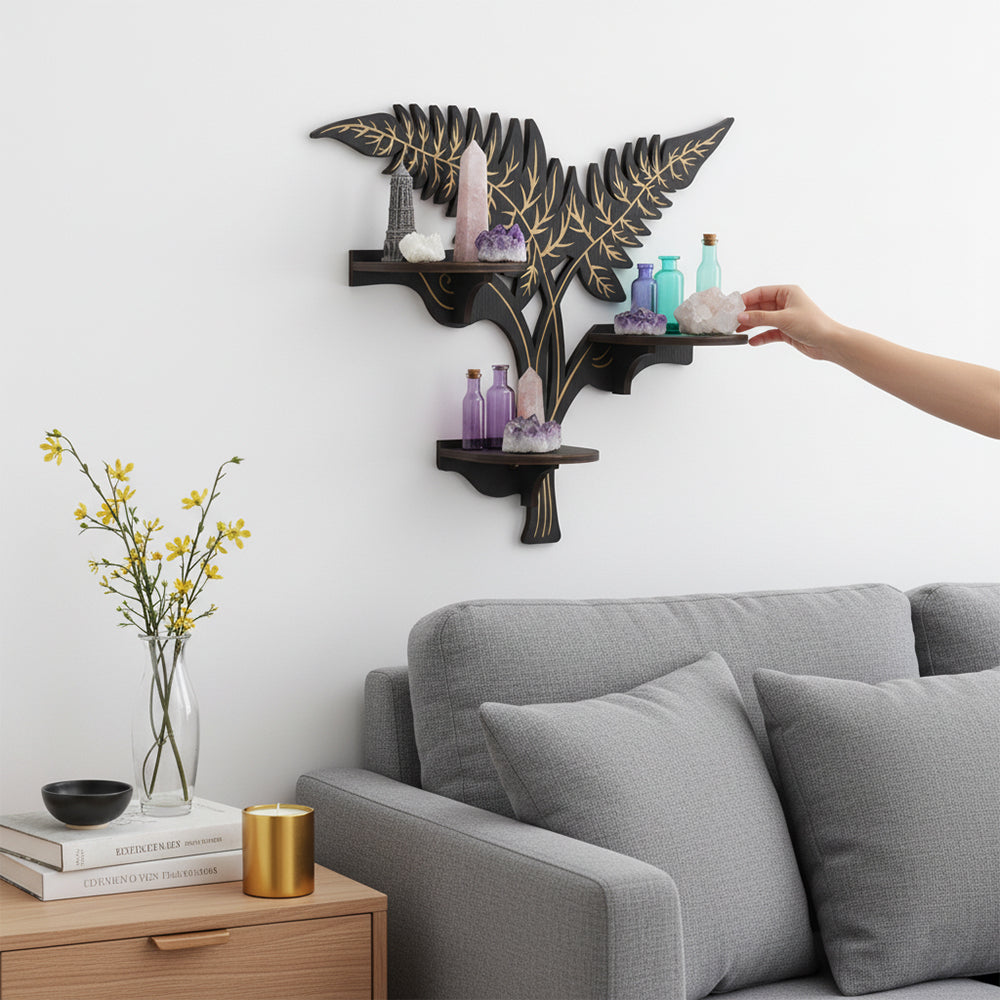 Vine Decor Crystal Display Shelf, Rock Gem Stone Holder, Essential Oils Nail Polish Organizer, Gothic Trinket Knick Knack Shelf Wall Mounted, Witch Witchy Wiccan Home Decoration