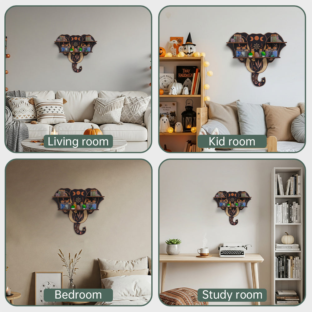 [Floating Shelf]1pc Wooden Wall Shelf, Crystal Display Shelf For Living Room, Bedroom, Rock Gem Stone Storage Organizer, Essential Oil Holder Hanging Case, Meditation Art Spiritual Gift, Wall Decoration, Perfect Gift