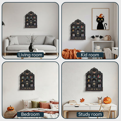 [Pedestals]1pc Wooden Wall Pedestals, Crystal Display Shelf For Living Room, Bedroom, Rock Gem Stone Desktop Storage Organizer, Essential Oil Holder Hanging Case, Meditation Art Spiritual Gift, Moon & Star Wall Decoration, Perfect Gift（副本）