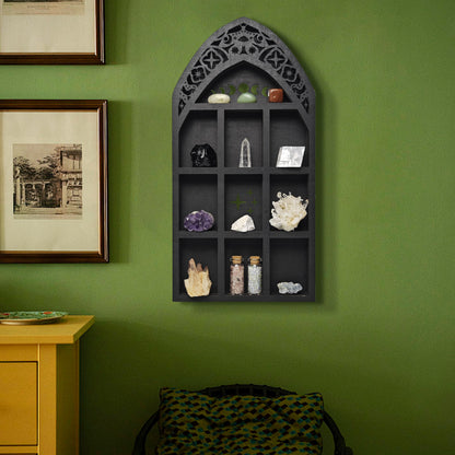 Black Moth Crystal Display Shelf Wooden Moon Shelf