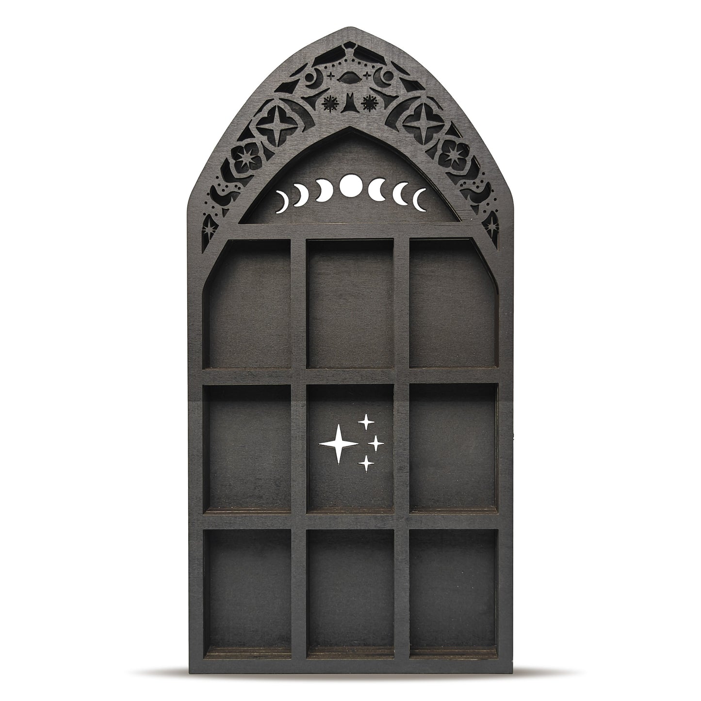 Black Moth Crystal Display Shelf Wooden Moon Shelf