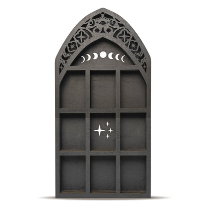 Black Moth Crystal Display Shelf Wooden Moon Shelf