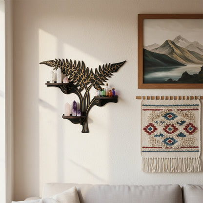 Vine Decor Crystal Display Shelf, Rock Gem Stone Holder, Essential Oils Nail Polish Organizer, Gothic Trinket Knick Knack Shelf Wall Mounted, Witch Witchy Wiccan Home Decoration