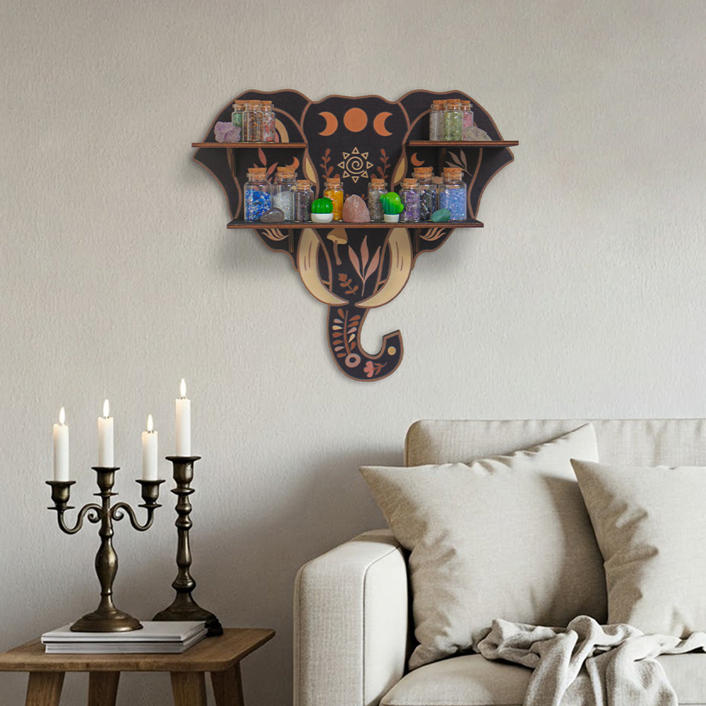 [Floating Shelf]1pc Wooden Wall Shelf, Crystal Display Shelf For Living Room, Bedroom, Rock Gem Stone Storage Organizer, Essential Oil Holder Hanging Case, Meditation Art Spiritual Gift, Wall Decoration, Perfect Gift