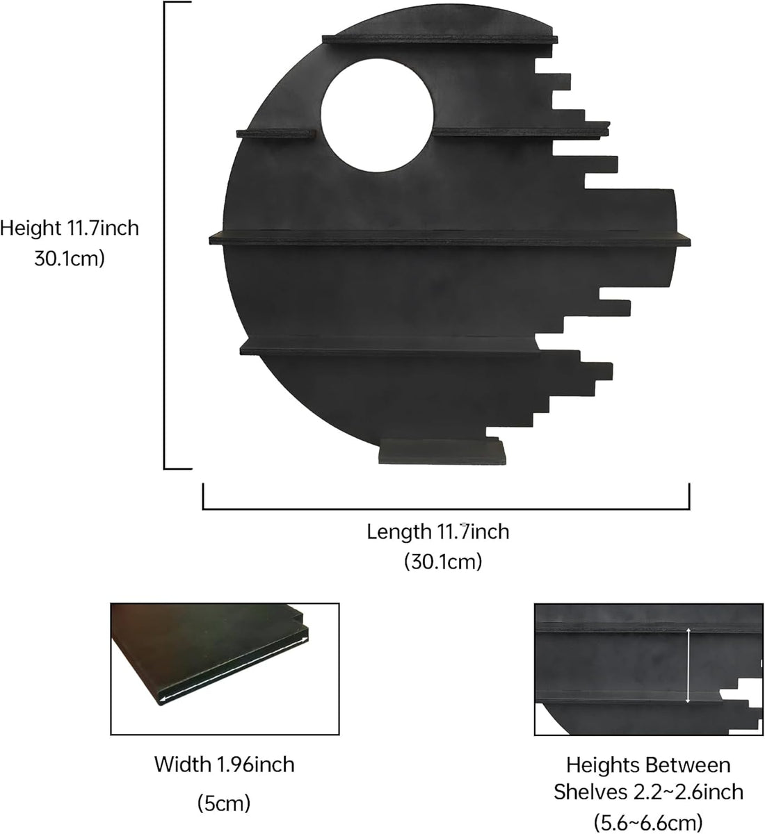 Wooden Moon Shelf with RGB Lights, Crystal Shelf Display for Wall Rock Gem Stone Shelf Witchy Trinkets Holder Boho Wall Decor Floating Shelves for Nail Polish & Essential Oil