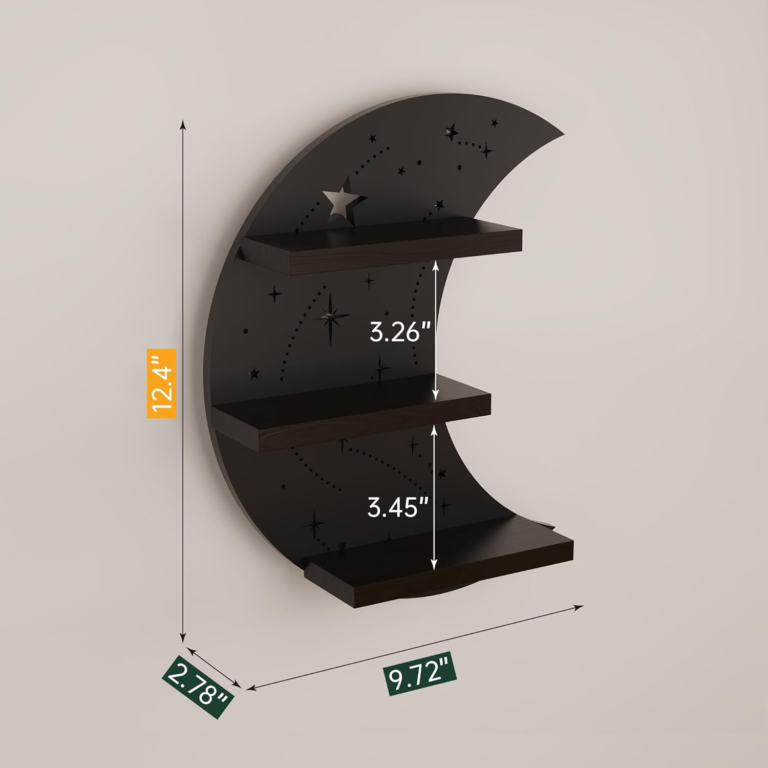 Crescent Moon Shelf with LED Light, Trinket Display Shelf & Moon Wall Light for Rocks Gems Healing Stones Crystals Display, Celestial Decor Crystal Holder Witchy Wall Decor