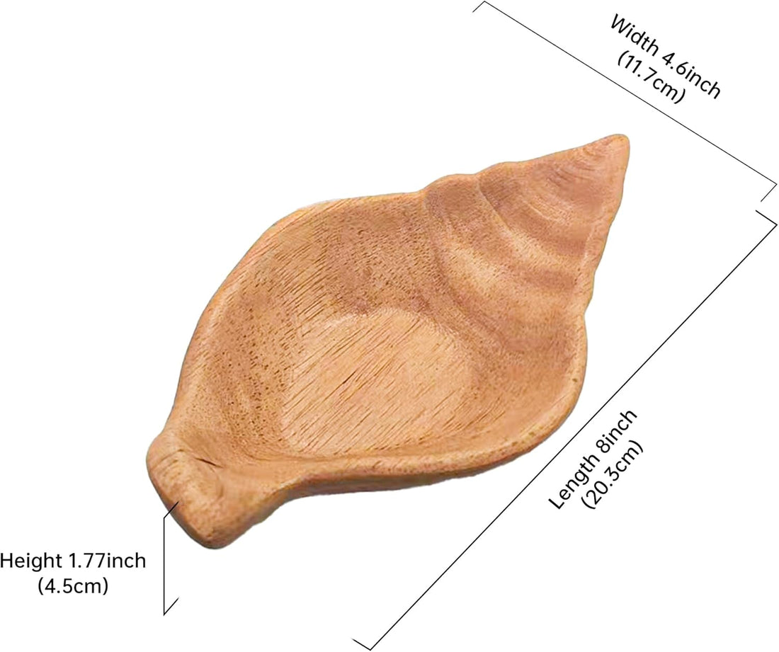 Conch Crystal Storage Tray, Crystal Holder Organizer for Rocks, Gems, and Stones; Wooden Offering Bowl for Crystals Display, Decorative Bowl for Jewelry, Essential Oil and Nail Polish
