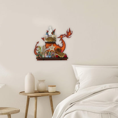 Wooden Dragon Decor Crystal Display Shelf for Wall, Rock Display Case Knick Knack Organizer Trinket Holder, Wall Hanging Shelves for Essential Oil &amp; Nail Polish