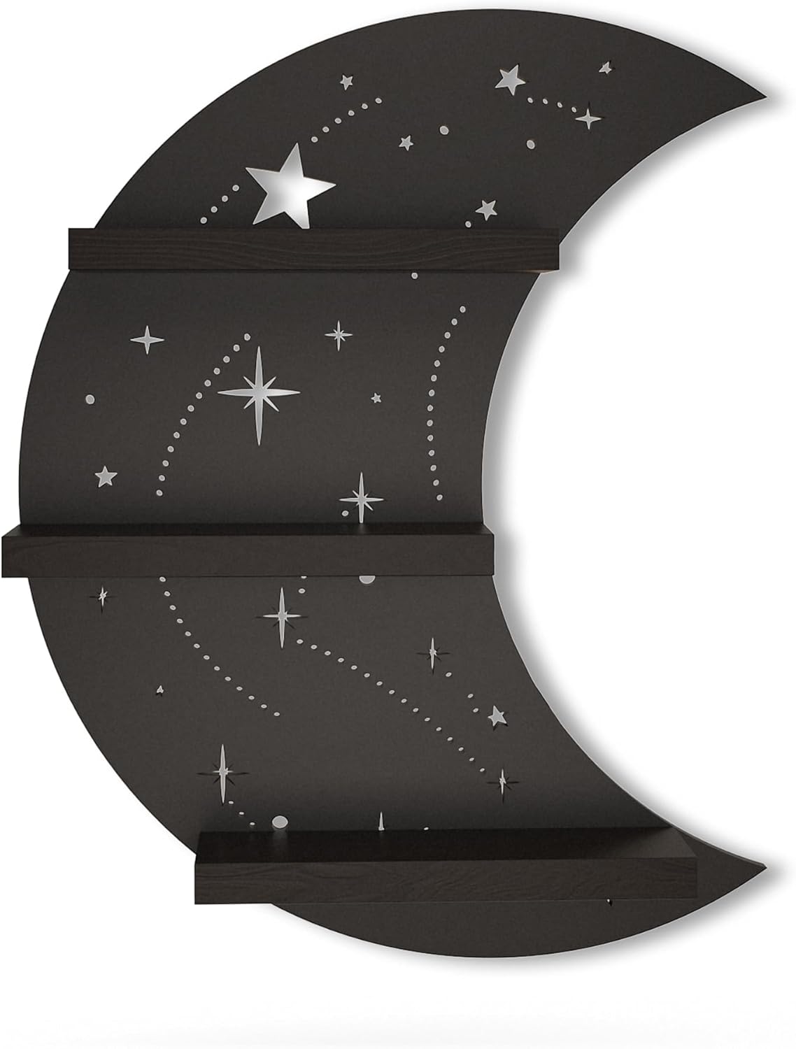 Crescent Moon Shelf with LED Light, Trinket Display Shelf & Moon Wall Light for Rocks Gems Healing Stones Crystals Display, Celestial Decor Crystal Holder Witchy Wall Decor