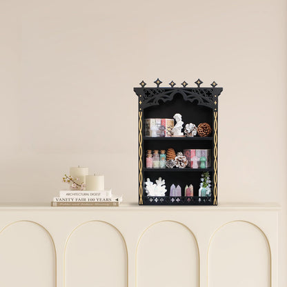 Large Gothic Crystal Shelf Display for Wall, Wooden Witchy Shelves for Home Decor, Trinket Knick Knack Shelf for Crystals Rocks Gems and Stones, Witch Crystals Storage Holder Organizer