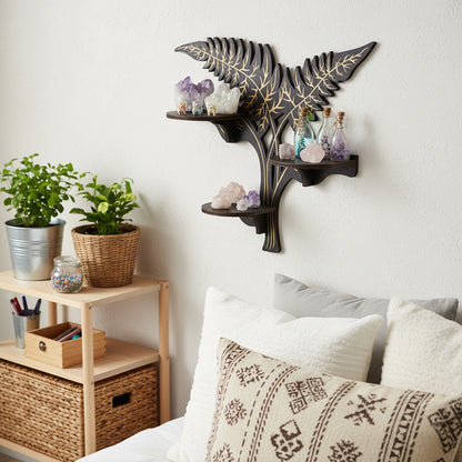 Vine Decor Crystal Display Shelf, Rock Gem Stone Holder, Essential Oils Nail Polish Organizer, Gothic Trinket Knick Knack Shelf Wall Mounted, Witch Witchy Wiccan Home Decoration