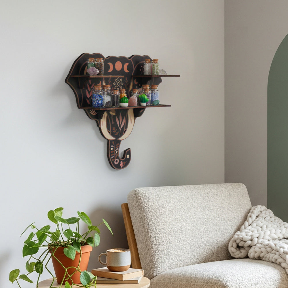 [Floating Shelf]1pc Wooden Wall Shelf, Crystal Display Shelf For Living Room, Bedroom, Rock Gem Stone Storage Organizer, Essential Oil Holder Hanging Case, Meditation Art Spiritual Gift, Wall Decoration, Perfect Gift