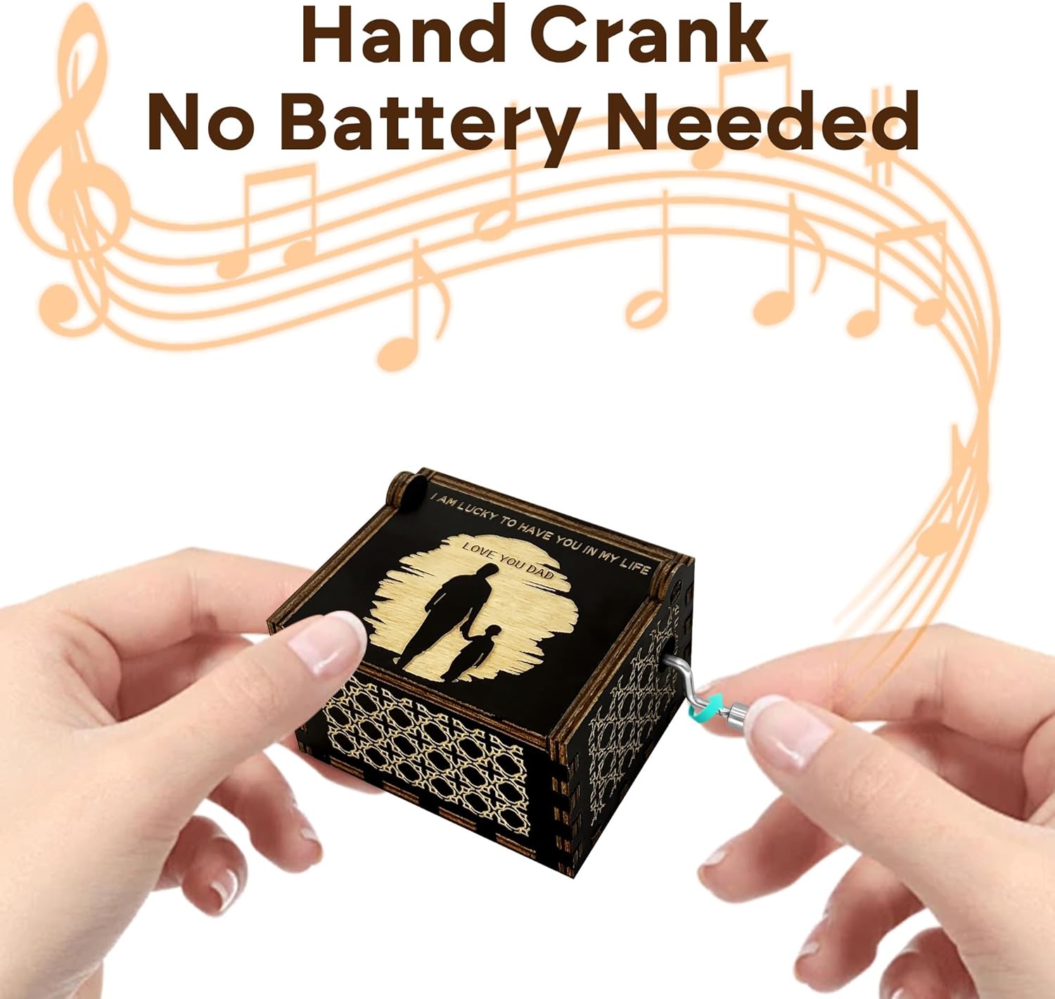 Birthday Gift for Dad from Daughter Son Child, Wooden Music Box Father’s Day Anniversary Valentine’s Day Gifts Musical Box, Black