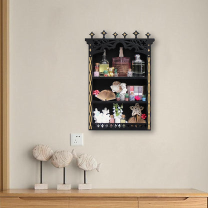 Large Gothic Crystal Shelf Display for Wall, Wooden Witchy Shelves for Home Decor, Trinket Knick Knack Shelf for Crystals Rocks Gems and Stones, Witch Crystals Storage Holder Organizer