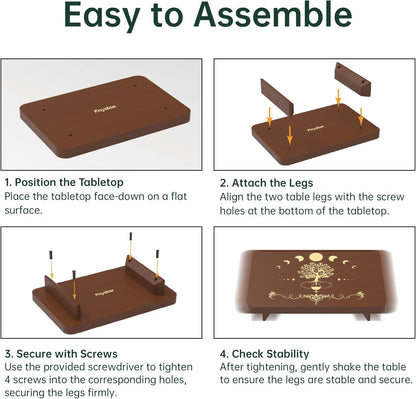 Tree of Life Altar Table with Tarot Card Holder, Small Wooden Meditation Table Aesthetic Alter, Witchcraft Supplies Witchy Home Decor, Wiccan Supplies and Tools, Pagan Altar Witch Decor