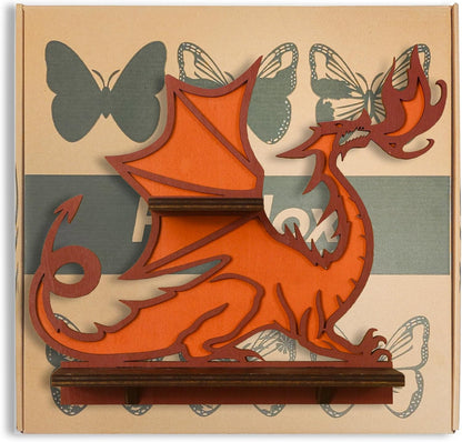 Wooden Dragon Decor Crystal Display Shelf for Wall, Rock Display Case Knick Knack Organizer Trinket Holder, Wall Hanging Shelves for Essential Oil &amp; Nail Polish